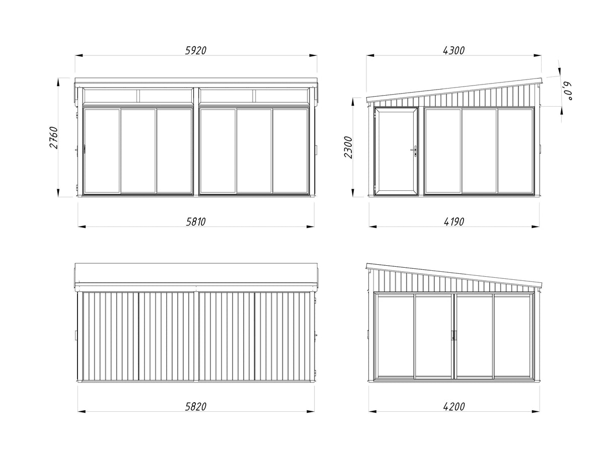 Freestanding Conservatory Saga 23.3 m² Slide Plus