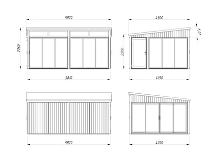 Freestanding Conservatory Saga 23.3 m² Slide Plus