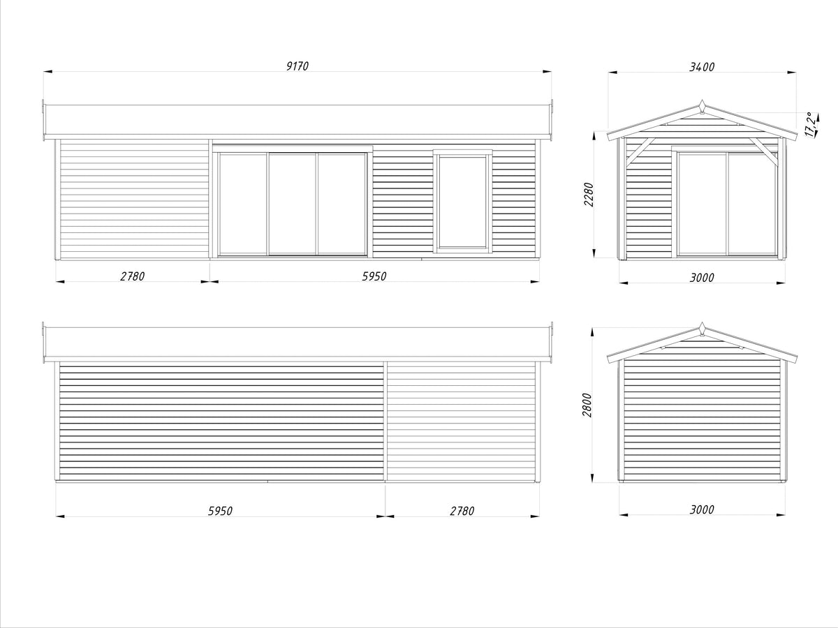 Garden Cabin Amanda 17.1+7.8 m² Slide