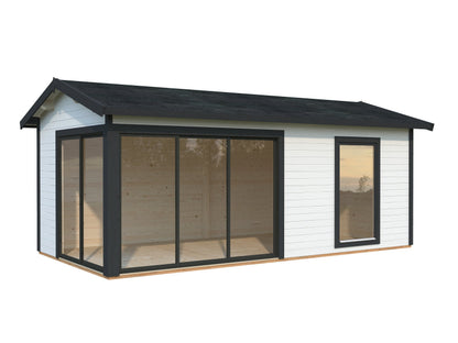Garden Cabin Amanda 17.1 m² Slide, white with anthracite trim