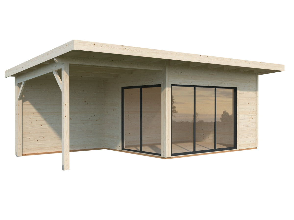 Garden Cabin Andrea 11.2+7.9 m² Slide Plus, untreated