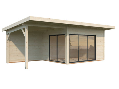 Garden Cabin Andrea 11.2+7.9 m² Slide Plus, untreated