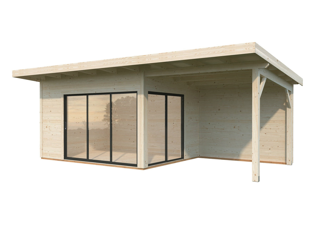 Garden Cabin Andrea 11.2+7.9 m² Slide Plus, untreated