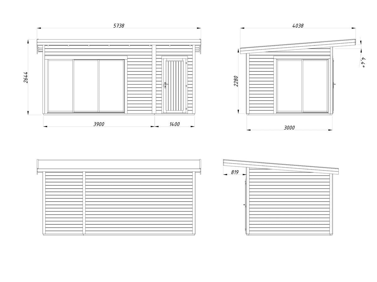 Garden Cabin Andrea 15.2 m² Slide Plus