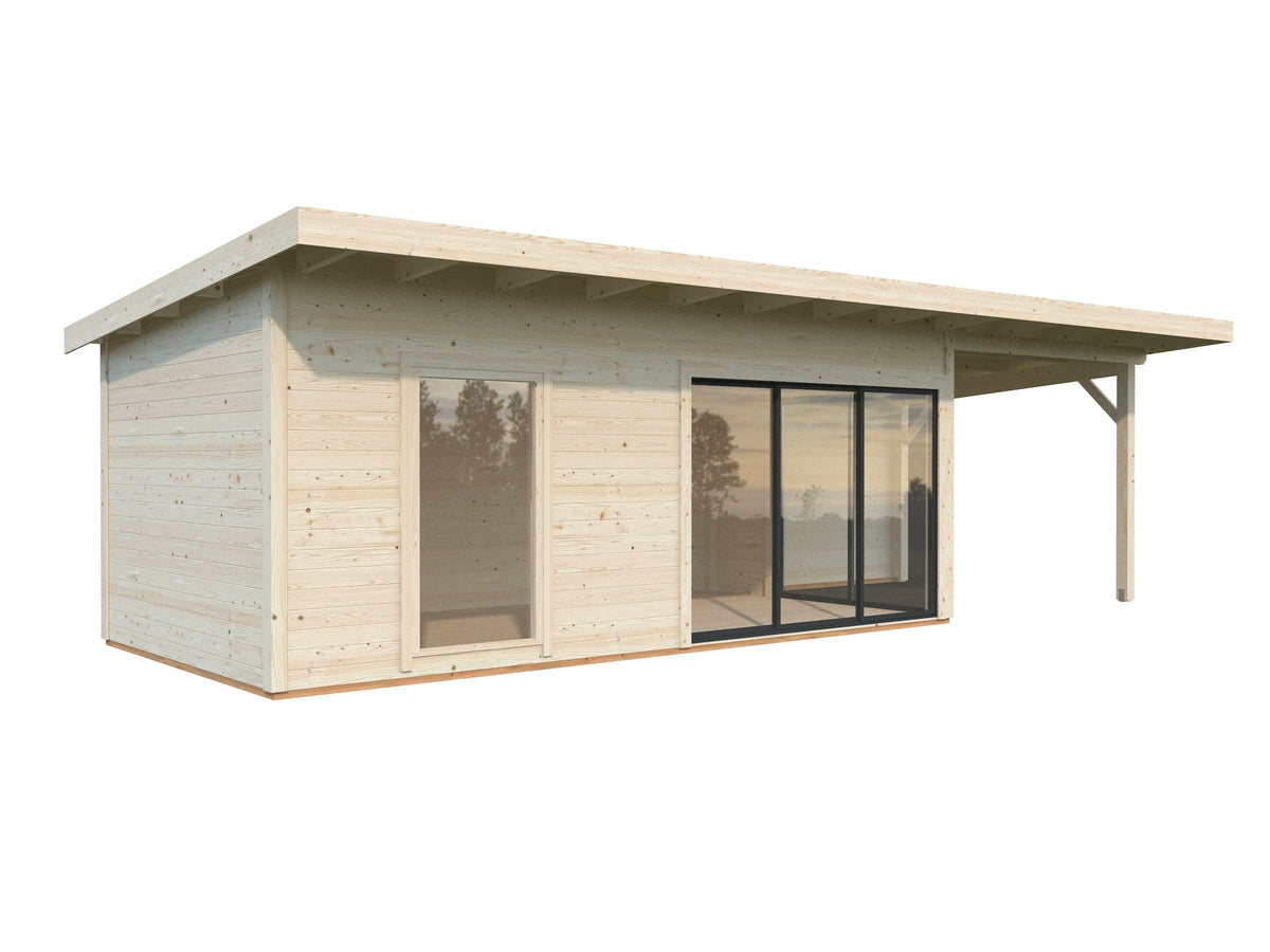 Garden Cabin Andrea 17.1+7.9 m² Slide, untreated