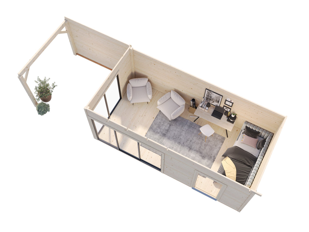 Garden Cabin Andrea 17.1+7.9 m² Slide Plus
