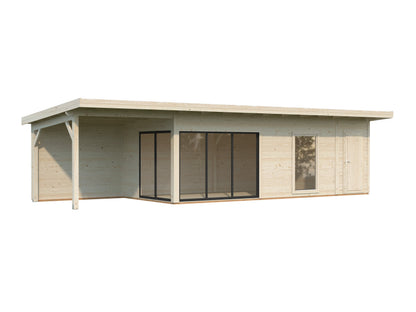 Garden Cabin Andrea 21.1+7.9 m² Slide, clear dip-treated