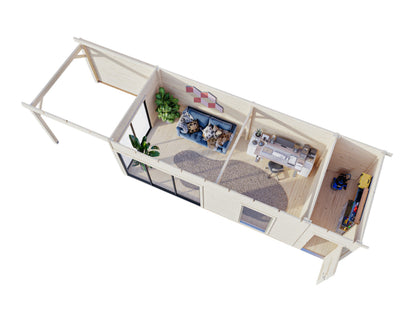 Garden Cabin Andrea 21.1+7.9 m² Slide