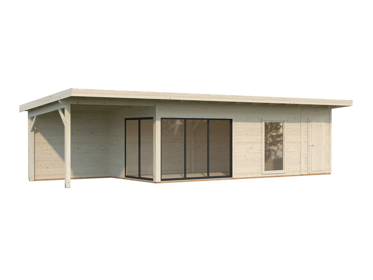 Garden Cabin Andrea 21.1+7.9 m² Slide Plus, untreated