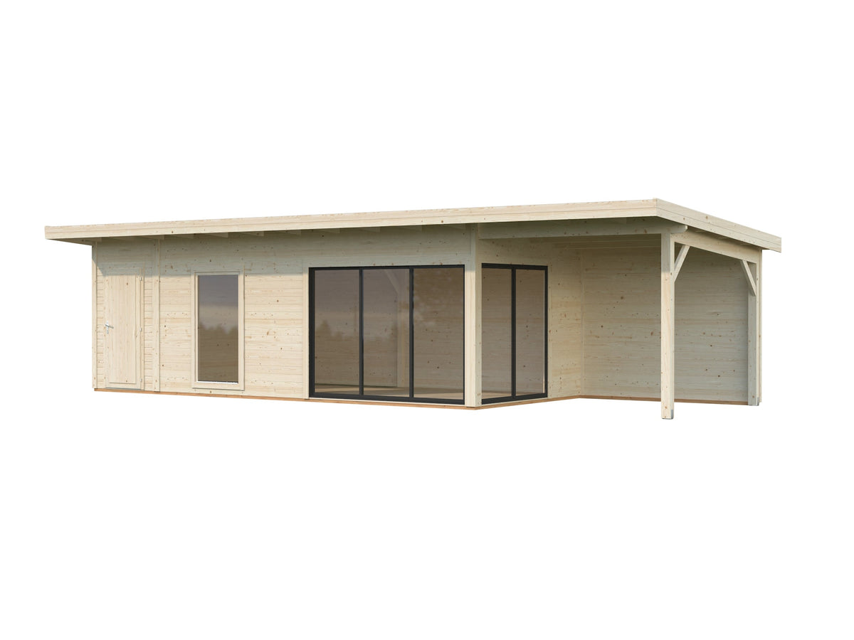 Garden Cabin Andrea 21.1+7.9 m² Slide Plus, untreated