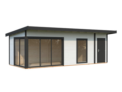 Garden Cabin Andrea 21.1 m² Slide Plus, white with anthracite trim