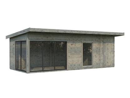 Garden Cabin Andrea 21.1 m² Slide Plus, grey dip-treated