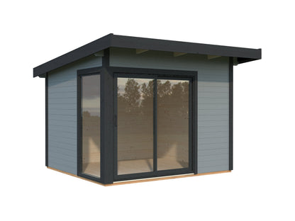 Garden Cabin Andrea 7.5 m² Slide Plus, light grey with anthracite trim