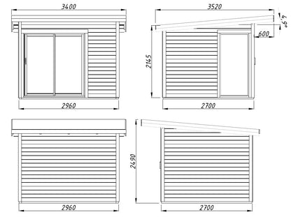 Garden Cabin Andrea 7.5 m² Slide Plus