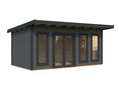 Garden Cabin Aurelia 15.2 m², grey with anthracite trim
