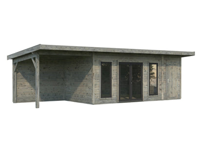 Garden Cabin Aurelia 16.7+7.9 m², grey dip-treated