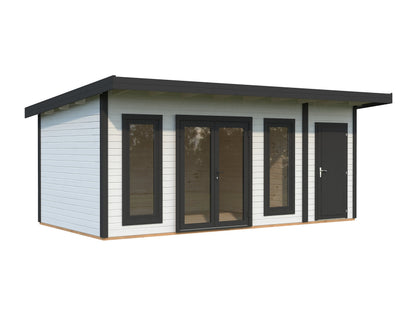 Garden Cabin Aurelia 16.7 m², white with anthracite trim