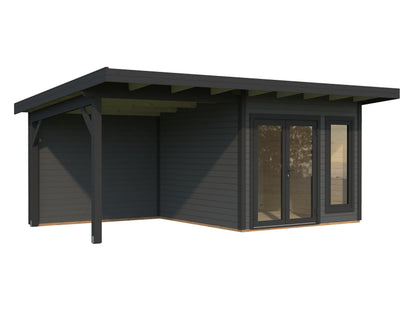 Garden Cabin Aurelia 8.4+7.9 m², grey with anthracite trim