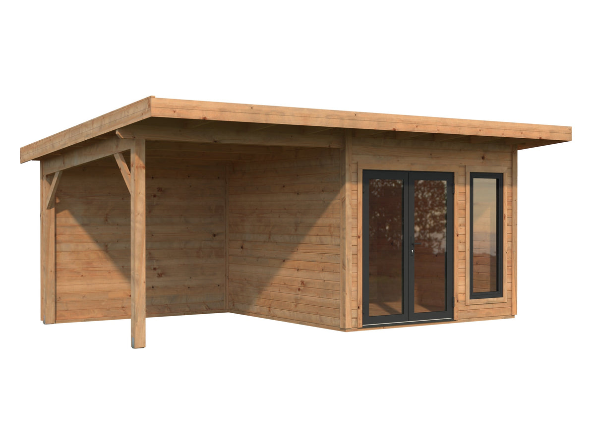 Garden Cabin Aurelia 8.4+7.9 m², brown dip-treated