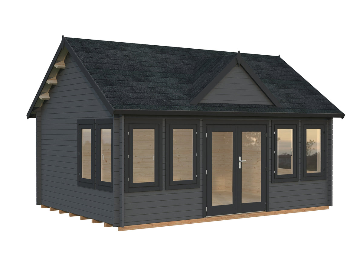 Garden Cabin Claudia 19.4 m², grey with anthracite trim