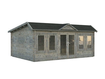 Garden Cabin Claudia Pent 19.4 m², grey dip-treated