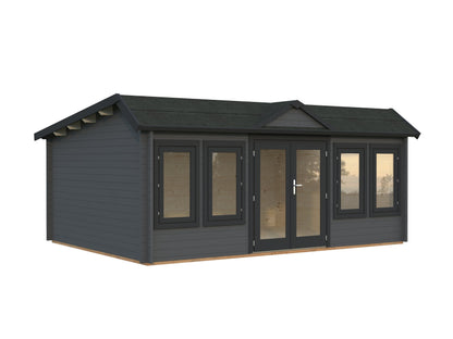 Garden Cabin Claudia Pent 19.4 m², grey with anthracite trim