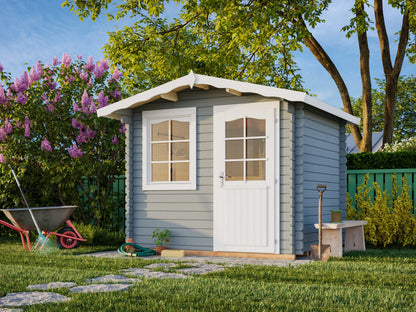 Garden Cabin Emma 4.6 m², light grey with white trim
