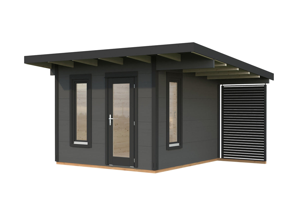 Garden Cabin Grace 8.1+4.1 m², grey with anthracite trim