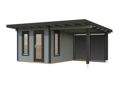 Garden Cabin Grace 8.1+8.1 m², light grey with anthracite trim
