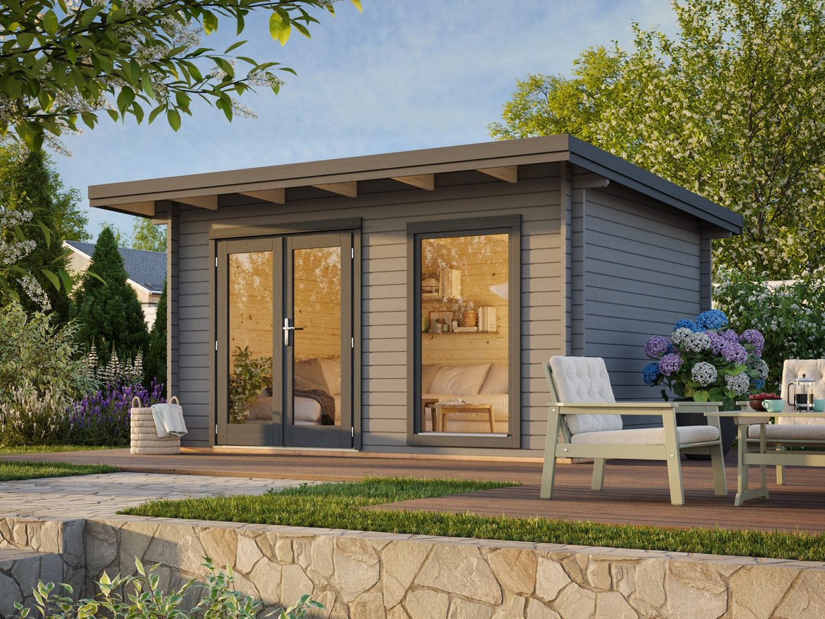 Garden Cabin Heidi 11.7 m², grey with anthracite trim