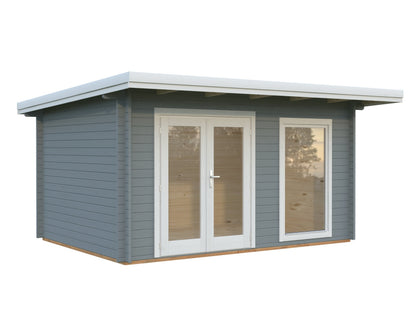 Garden Cabin Heidi 11.7 m², light grey with white trim
