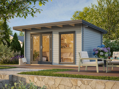Garden Cabin Heidi 11.7 m², light grey with anthracite trim