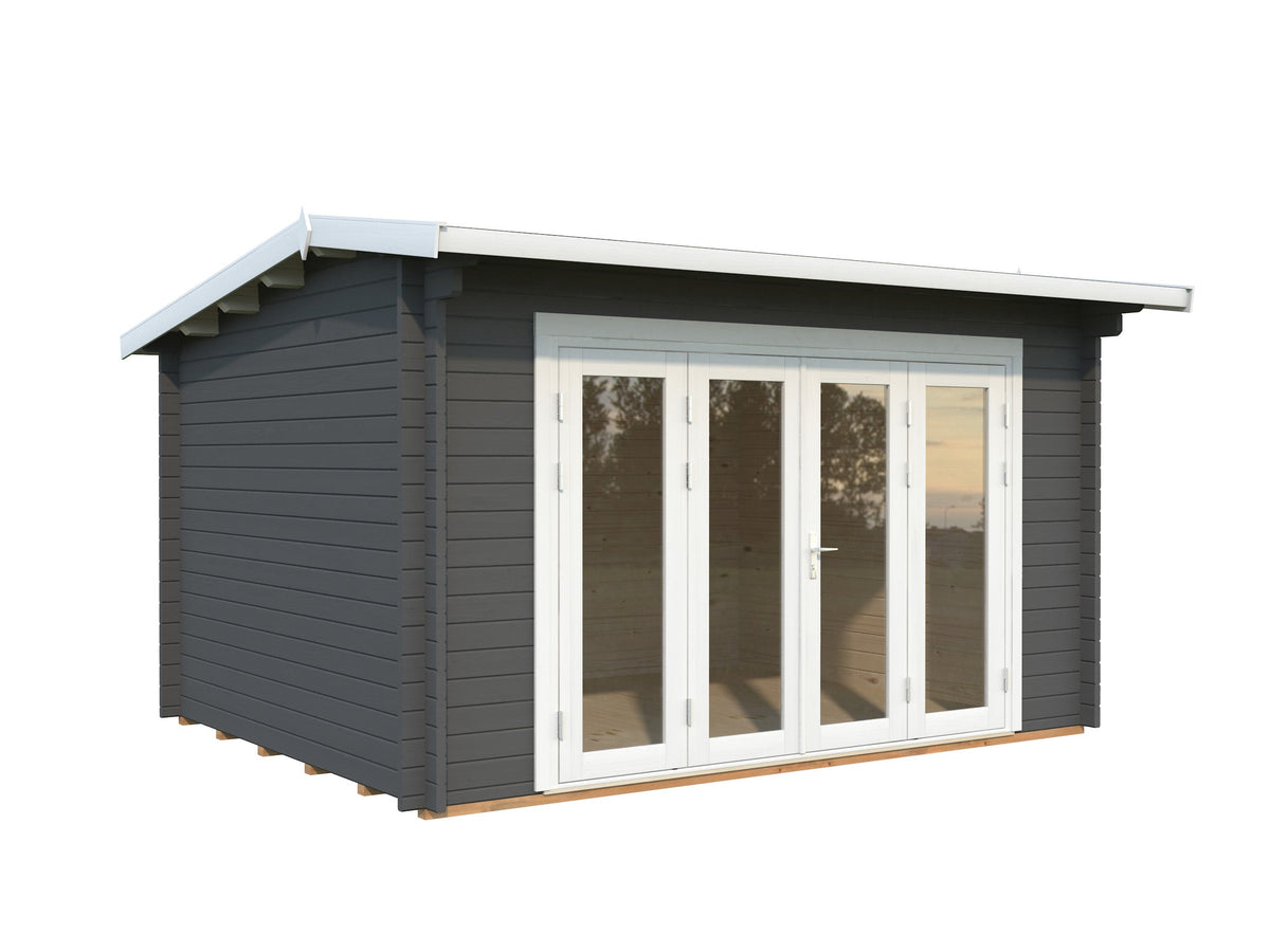 Garden Cabin Ines 11.1 m² Bifold, grey with white trim