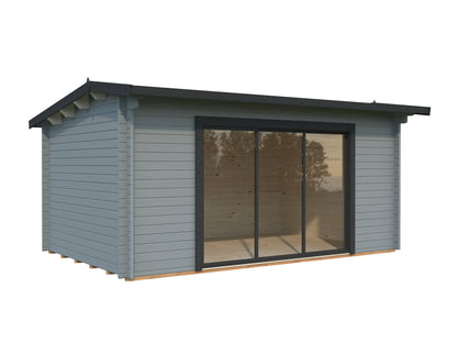 Garden Cabin Ines 13.7 m² Slide, light grey with anthracite trim