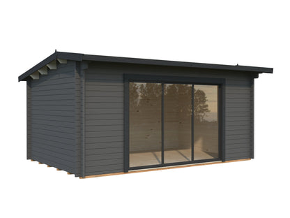Garden Cabin Ines 13.7 m² Slide Plus, grey with anthracite trim
