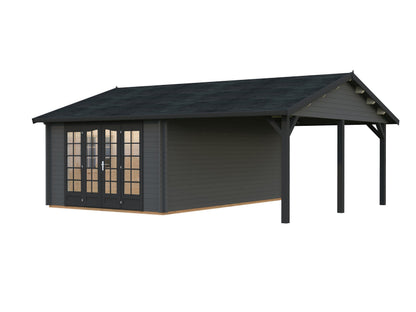 Garden Cabin Irene 19.0+16.2 m², grey with anthracite trim