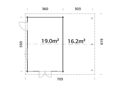 Garden Cabin Irene 19.0+16.2 m²
