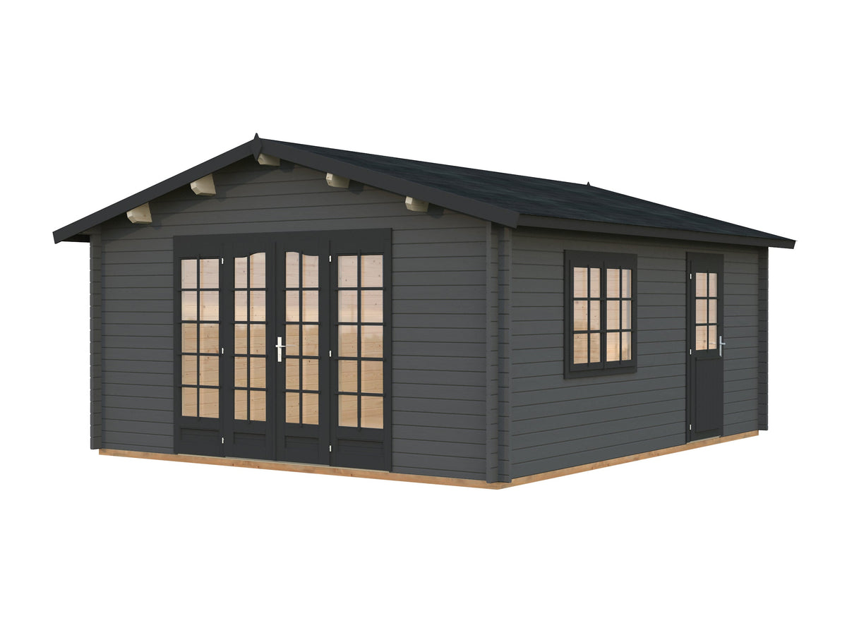Garden Cabin Irene 23.9 m², grey with anthracite trim