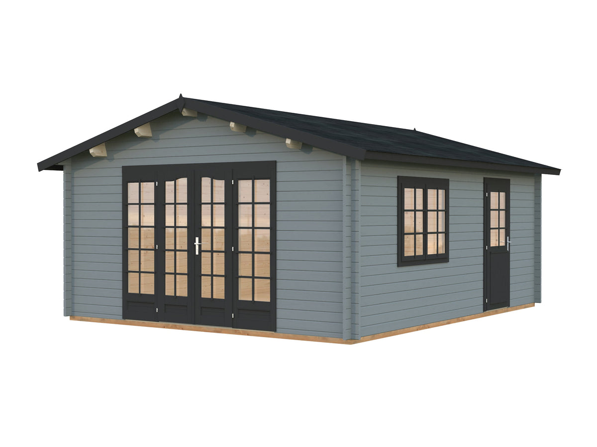 Garden Cabin Irene 23.9 m², light grey with anthracite trim