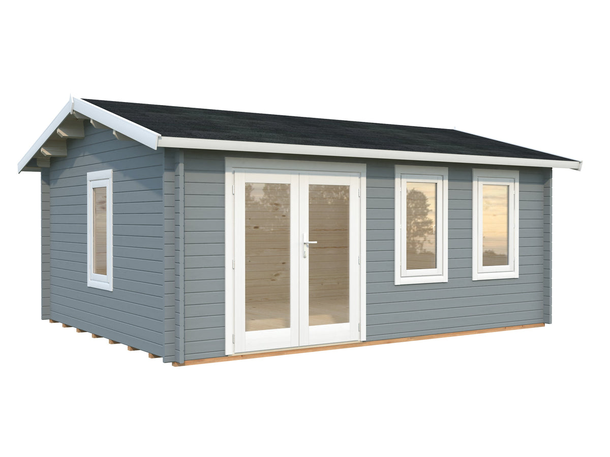 Garden Cabin Iris 19.1 m², light grey with white trim
