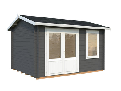 Garden Cabin Iris 9.6 m², grey with white trim