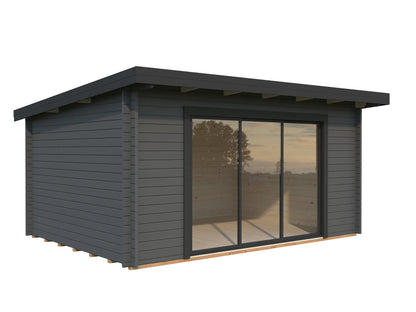 Garden Cabin Lea 14.2 m² Slide Plus, grey with anthracite trim