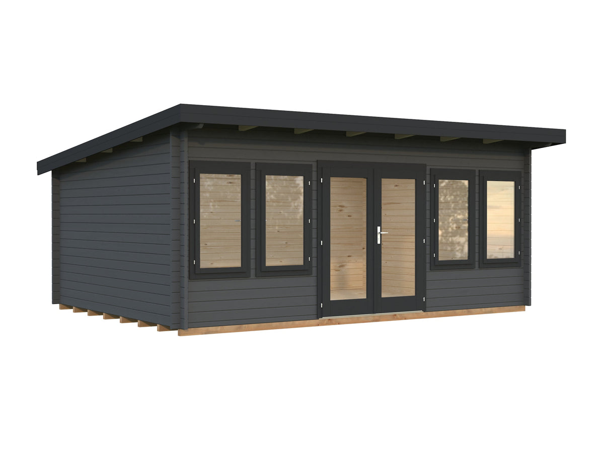 Garden Cabin Lisa 19.4 m², grey with anthracite trim