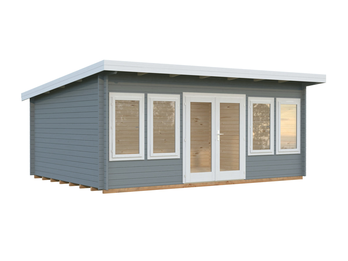 Garden Cabin Lisa 19.4 m², light grey with white trim