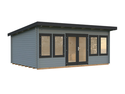 Garden Cabin Lisa 19.4 m², light grey with anthracite trim