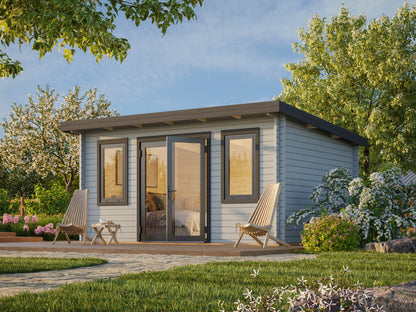 Garden Cabin Lisandra 14.2 m², light grey with anthracite trim