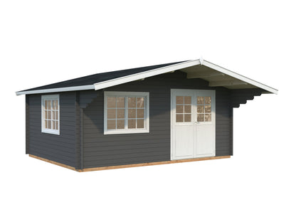 Garden Cabin Sally 19.1 m², grey with white trim