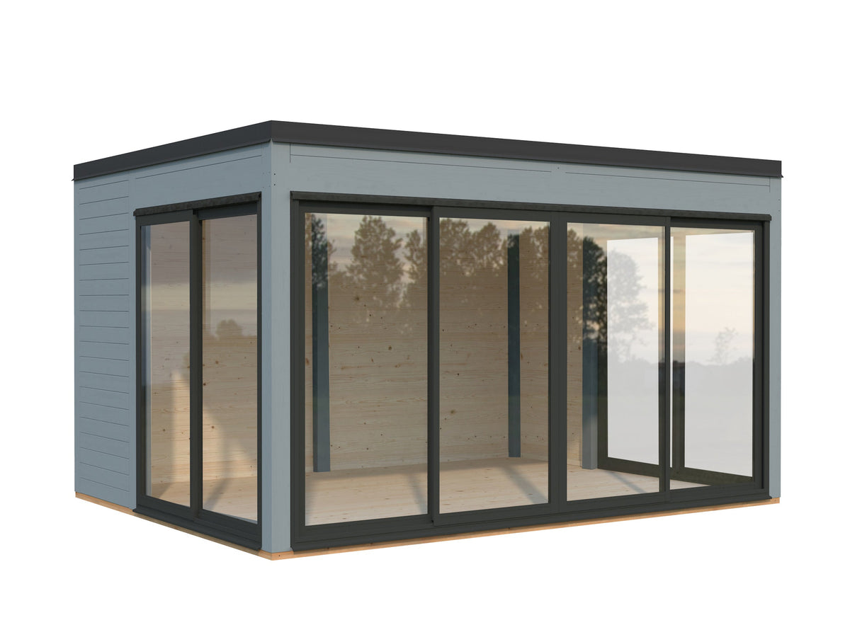 Garden Cabin Serena 12.6 m² Set 2 Slide, painted light grey