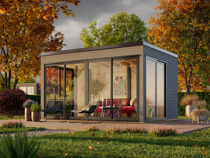 Garden Cabin Serena 12.6 m² Set 2 Slide, painted grey
