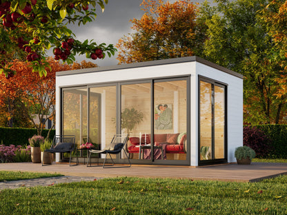 Garden Cabin Serena 12.6 m² Set 2 Slide Plus, painted white